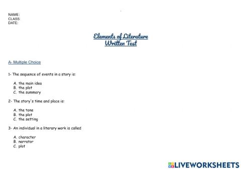 Literature Written Test