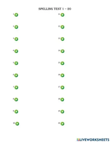 Spelling List 1 - 20