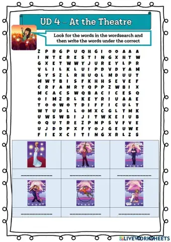 6º UD 4 Vocabulary 2 - At the Theatre Ficha 7