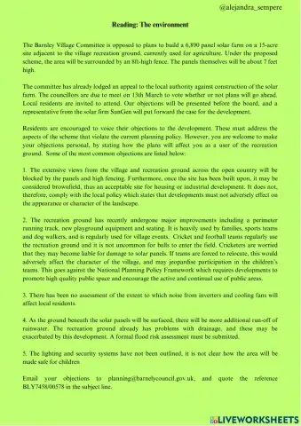 Reading: Environment