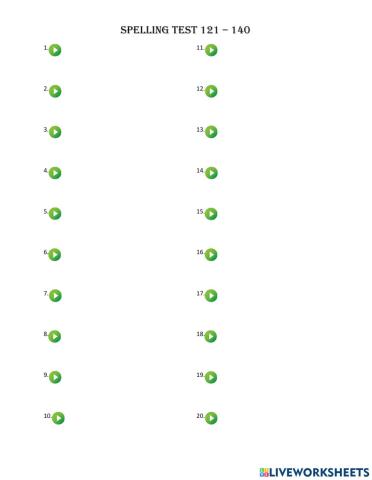 Spelling 121 - 140