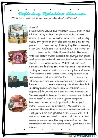 Defining Relatice Clauses who-which-that-where - Gravity Falls (Episode 2)