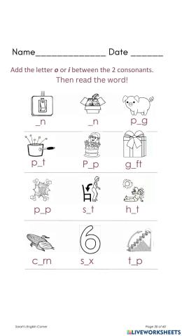 Short vowel i, Short vowel o