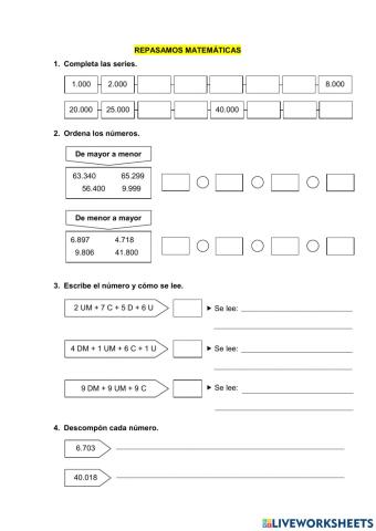 Repaso matemáticas 4º parte 1