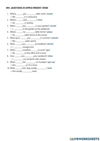 WH- Questions in Simple Pres.T