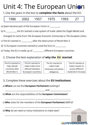 Unit 4, Social Science: The European Union (exam-ADV)