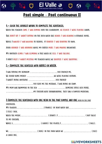 Past simple past continuous II