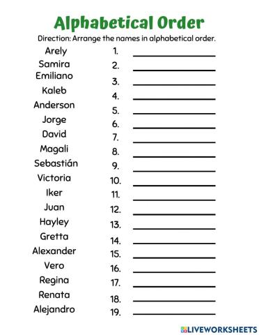 Alphabetical order 3rd