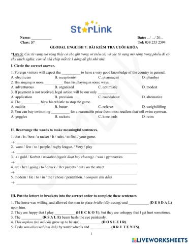 Foreign Teacher-S7-Week 38-BAI KIEM TRA CUOI KHOA