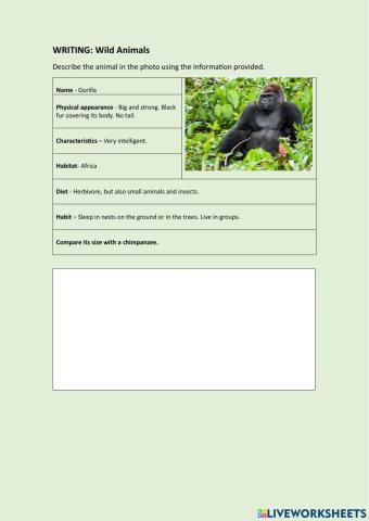 Writing: Wild Animals