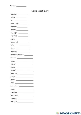 Here And Now- Unit 3 vocabulary