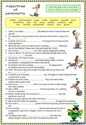 Personality adjectives