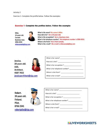 Giving personal information