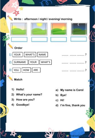 Parts of the day - greetings