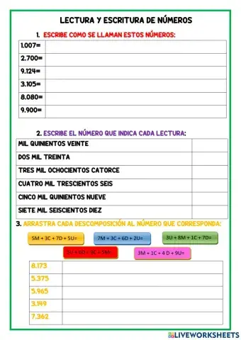 Numeración tercer grado