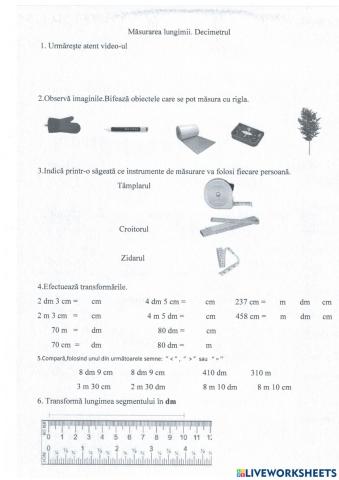 Măsurarea lungimii. Decimetrul