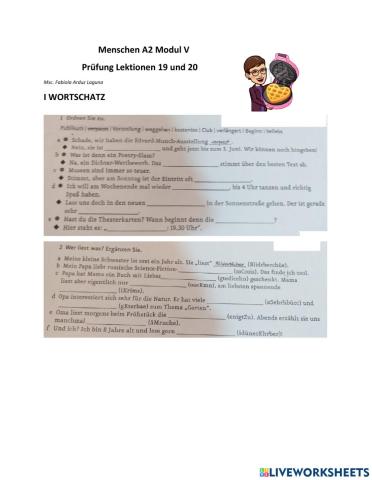 A 2 Prüfung Lektionen 19 & 20
