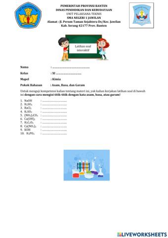 Latihan soal asam, basa, dan garam