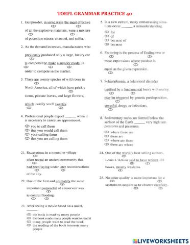 Toefl grammar practice 40