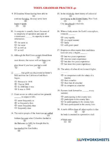 Toefl exercise practice 41