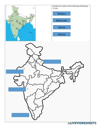 Location of Tribal groups in India