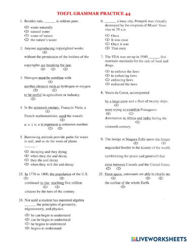 Toefl grammar practice 44