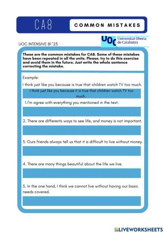 B1 Common Mistakes CA8