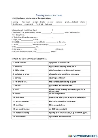 Booking a room in a hotel