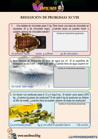 Matemáticas 5º. Resolución de problemas XCVIII