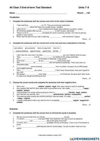 Reading and basic test 8th grade