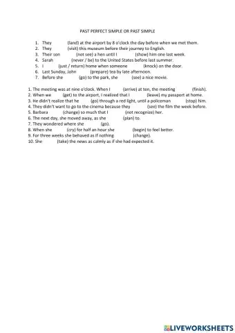 Past perfect simple or past simple