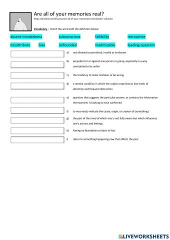 Vocab - Are all our memories real