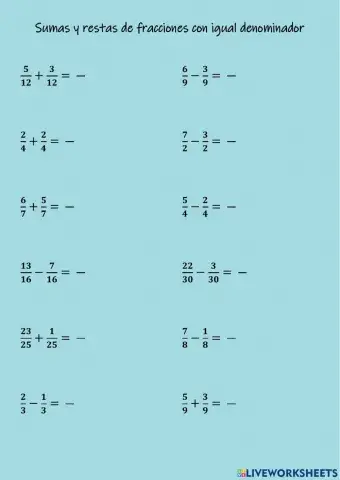 Suma fracciones igual denominador