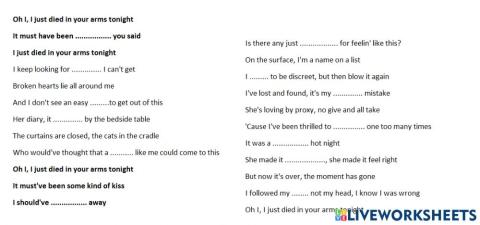 I just died in your arms tonight