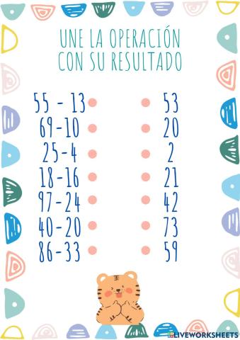 Relacionar con el resultado de la resta