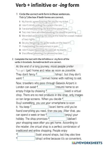 Verb forms gerund-infinitive
