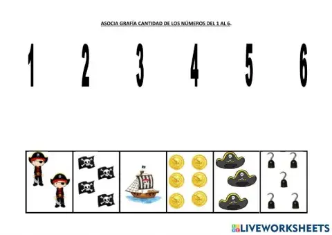 Asociacion grafia -cantidad 1-6 piratas