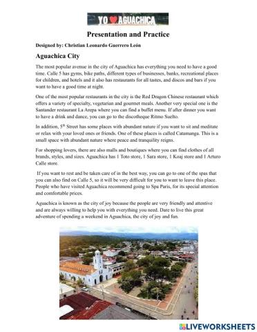 Presentation, Practice and Evaluation Activity