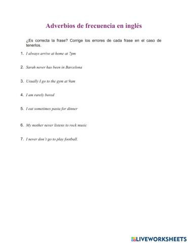 Adverbios de frecuncia en ingles