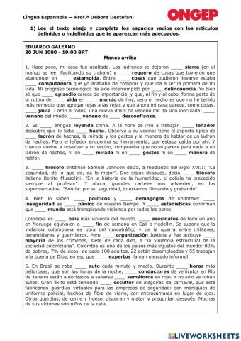 Actividad ''Manos arriba''