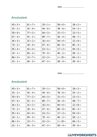 100 piires üleminekuta arvutamine