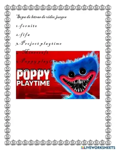 Sopa de Letras Video Juegos