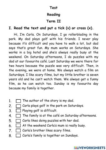 QM 4. Term II. Reading test.
