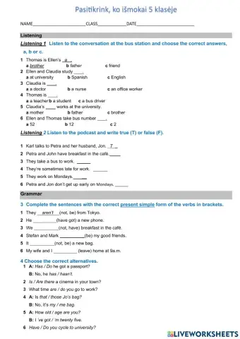 Diagnostinis testas-5 klase-End of year course