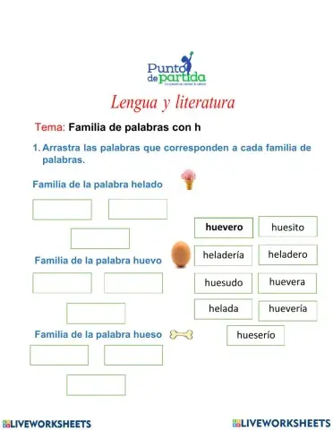 Familia de palabras con h.
