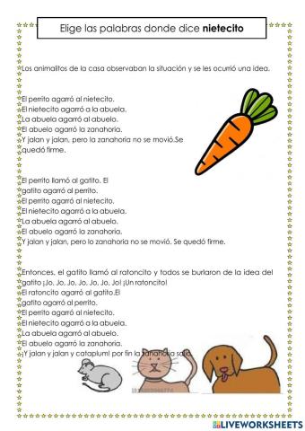 Elige la palabra nietecito