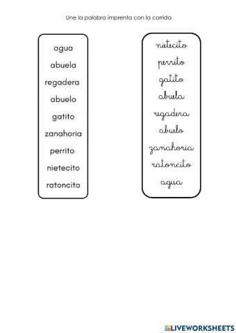 Une la minúscula con su corrida del texto la zanahoría