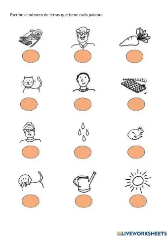 Escribe el número de letras para cada palabra del texto La zanahoria