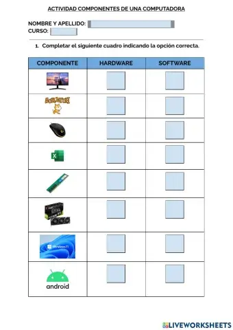 COMPONENTES DE UNA COMPUTADORA: CLASIFICACIÓN