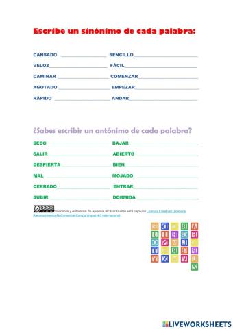 Sinónimos y antónimos